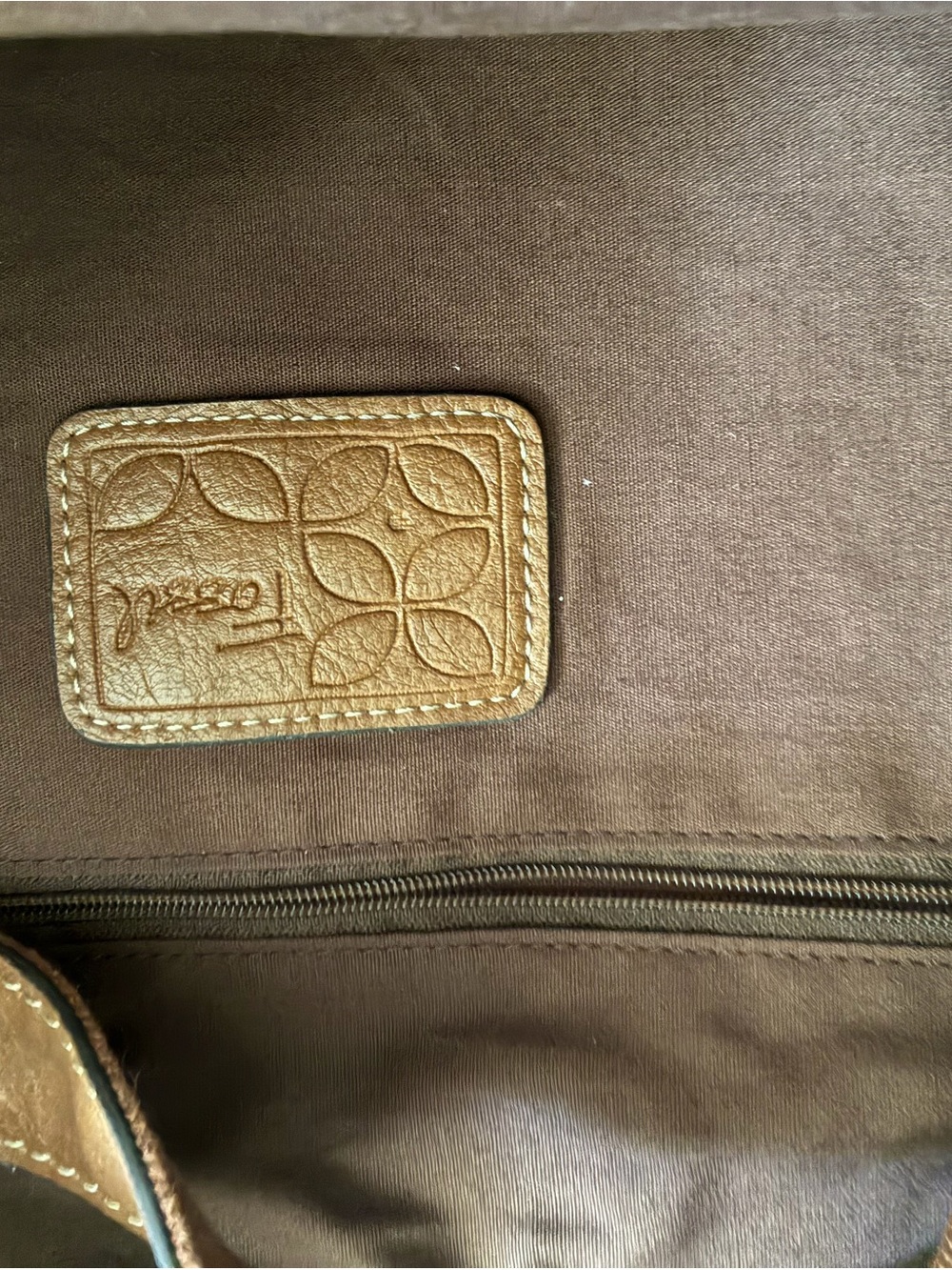 Floral Embroidered Canvas Shoulder Bag - Teal & Brown - Picture 2 of 2